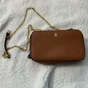 Tommy Hilfiger Brown Leather Crossbody Bag